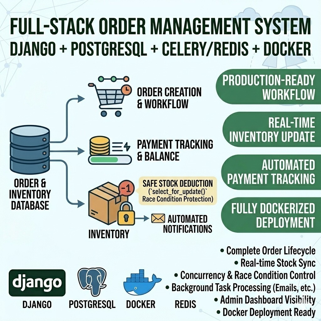 Order Management System dashboard with inventory and stock tracking